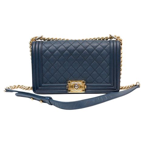 chanel boy navy blue caviar